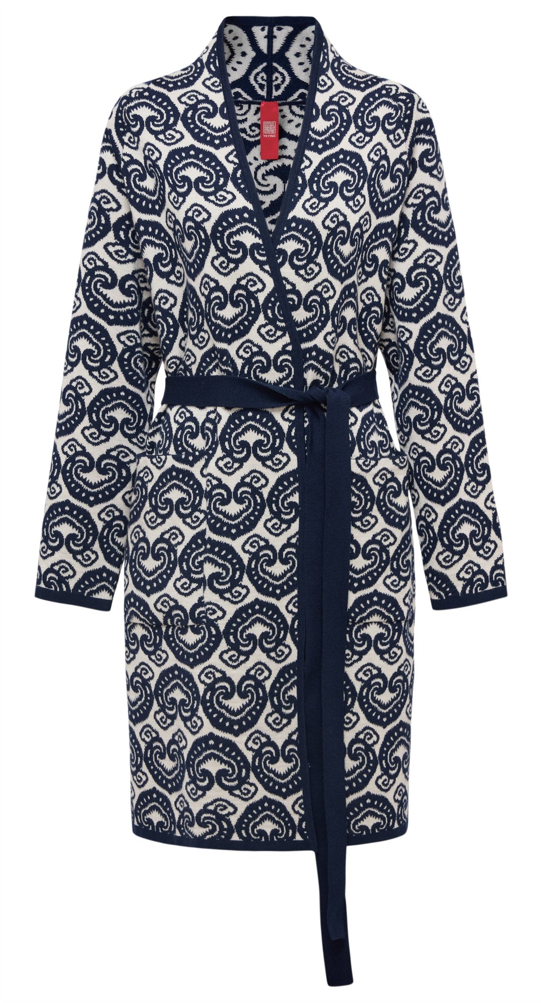 Cross-Front Knitted Cardigan | Navy