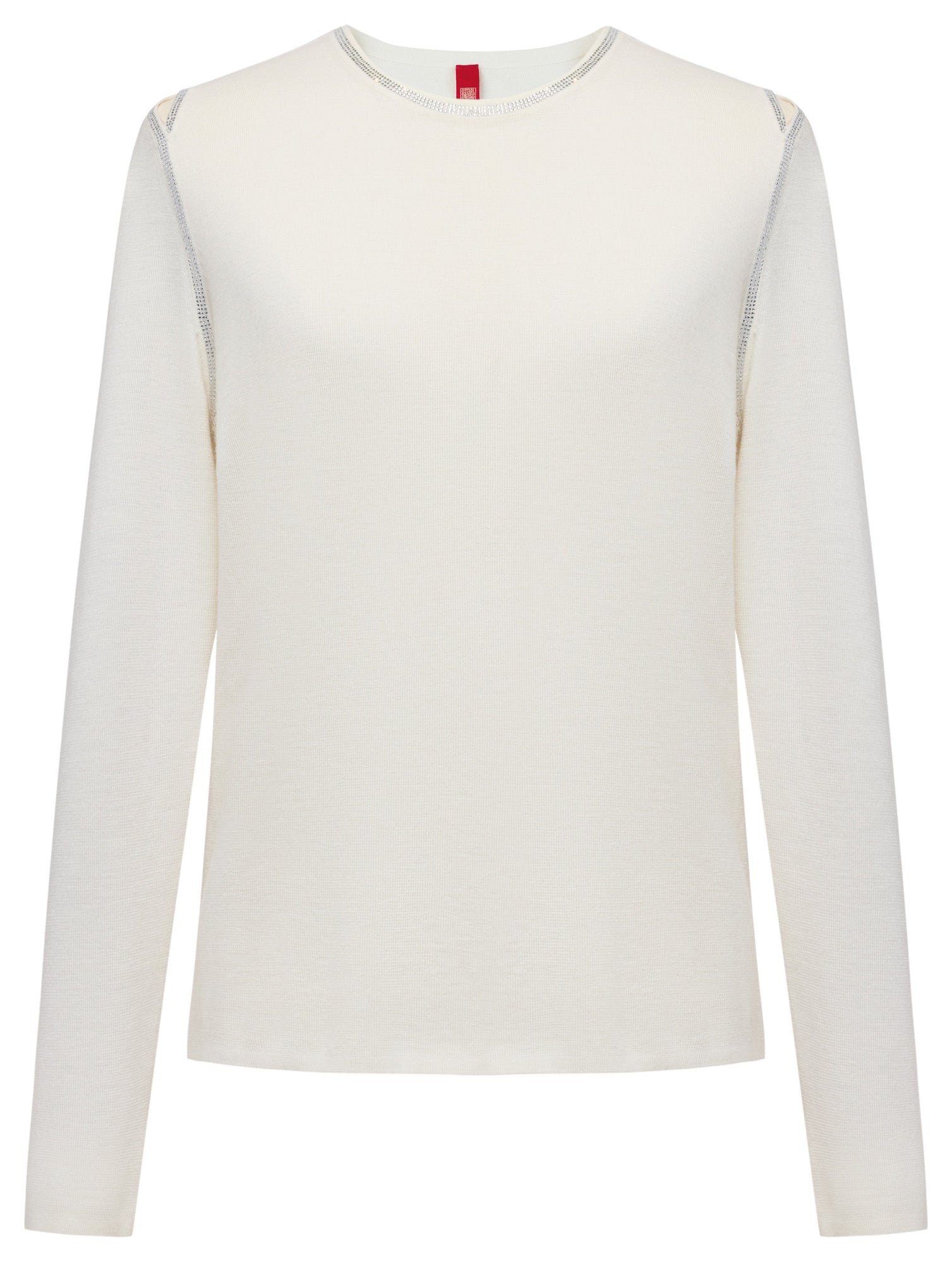 Wool Round Neck Knit Top | White