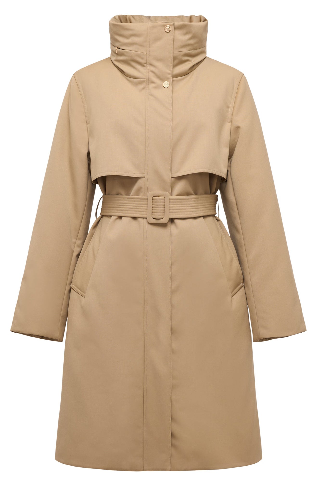 Wool Trench Down Coat | Khaki