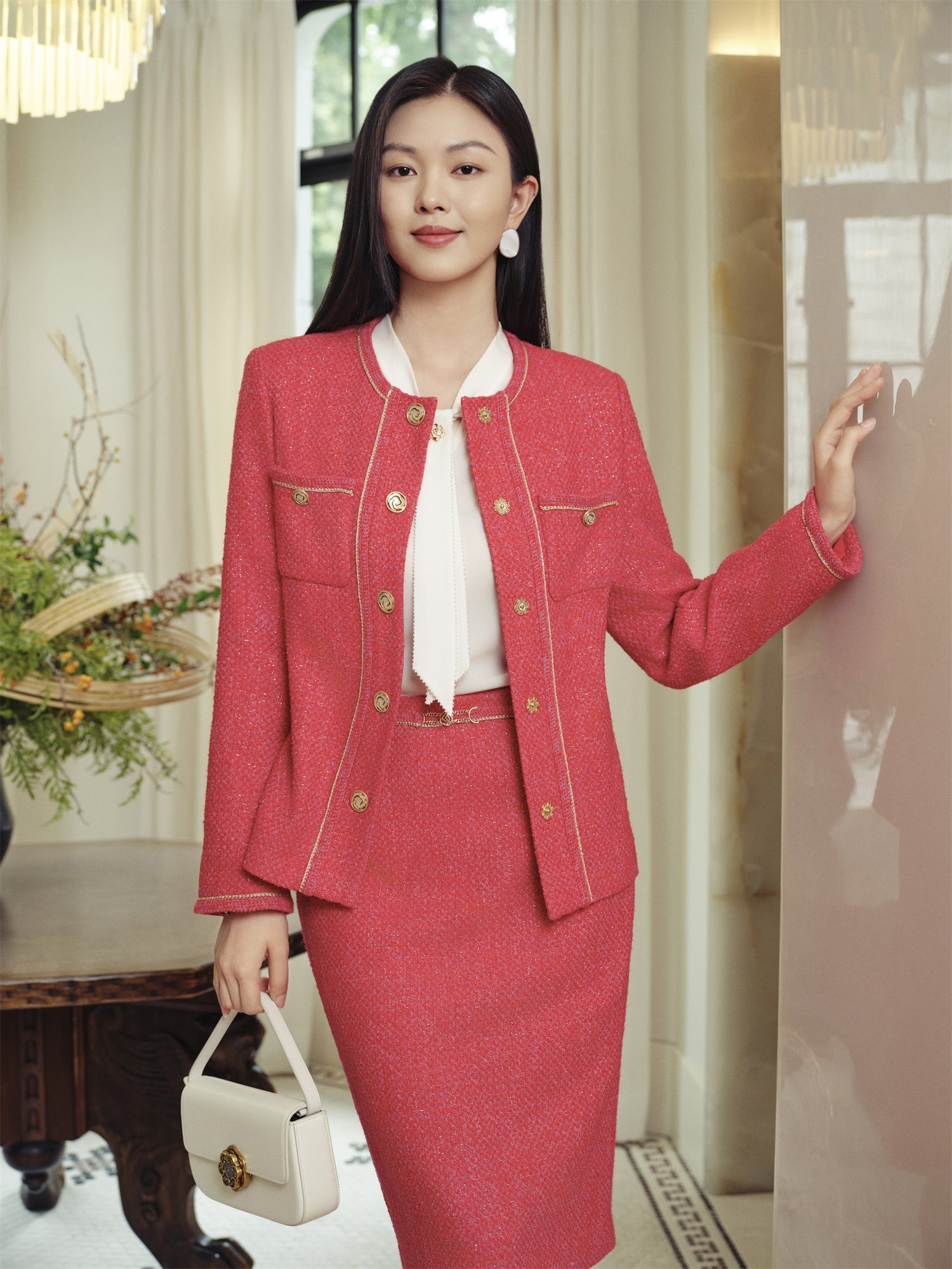 European Imported Tweed Jacket | Red