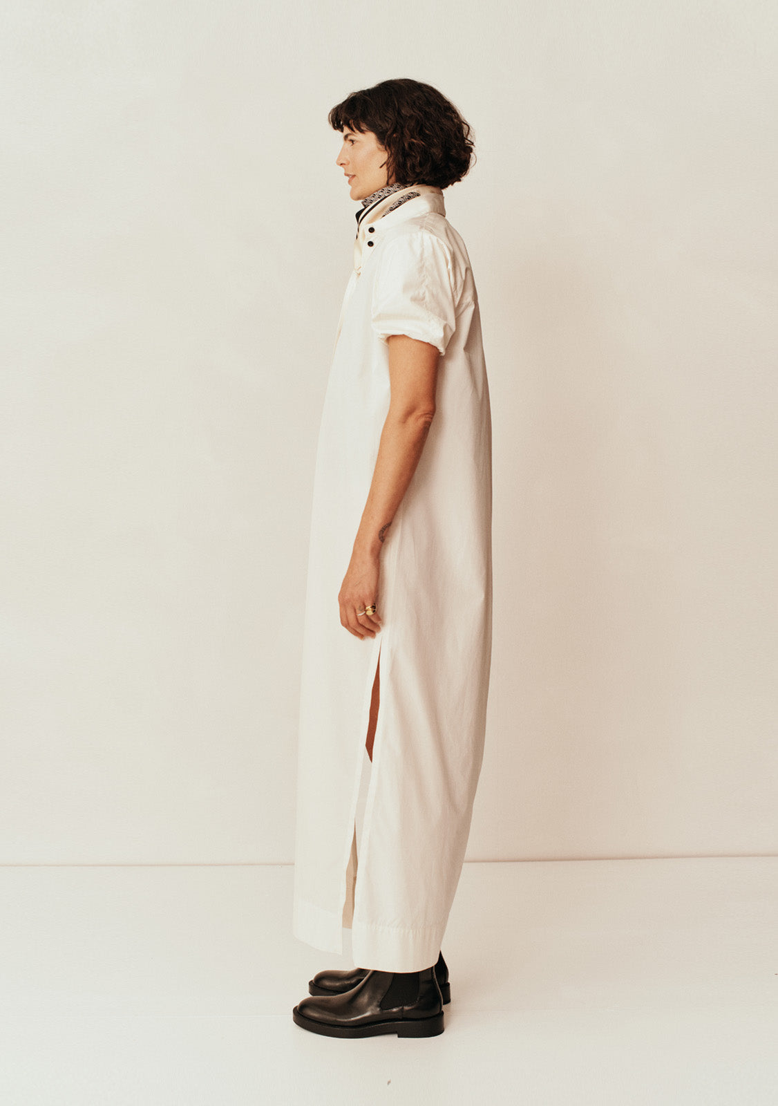 Collected Short Sleeve Shirt Dress | Crema