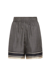 Signat Silk Gathered Shorts | Black/Cream