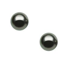 Womens | 8-9mm Round Black Tahitian Pearl | Stud Earrings - I | 14K Yellow Gold