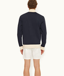 Egerton Contrast Easy Fit Washed Organic Cotton Sweatshirt | Night Iris