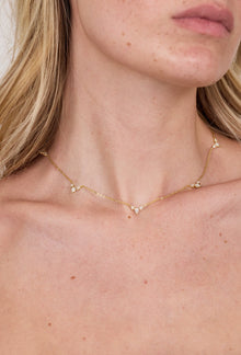 Foil Necklace | Clear Crystal | Sterling Silver Plated