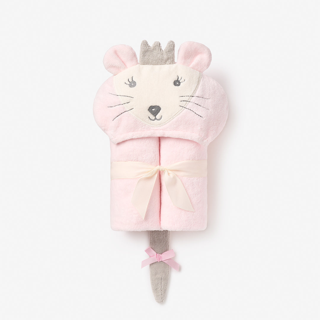 Girls | Mouse Hooded Baby Bath Wrap | Pink
