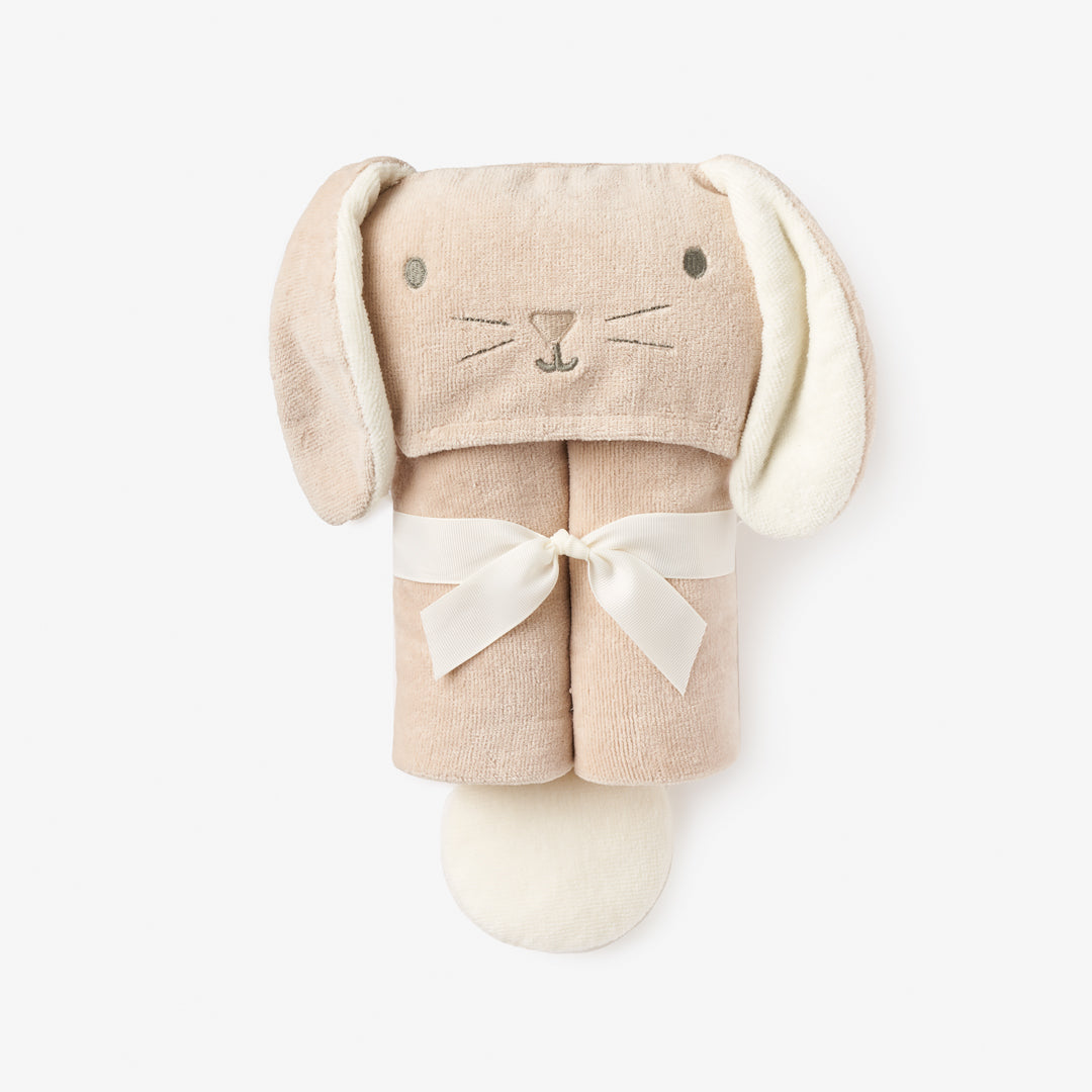 Unisex | Taupe Bunny Hooded Baby Bath Wrap | Taupe