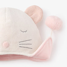 Girls | Whisper White Mouse Aviator Knit Baby Hat | White