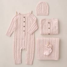 Girls | Pale Pink Horseshoe Cable Knit Baby Cardigan | Pink