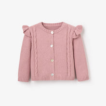 Girls | Mauve Flutter Sleeve Cable Cardigan | Mauve
