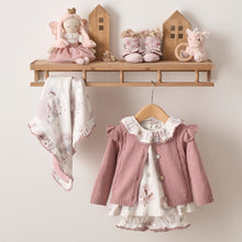 Girls | Mauve Flutter Sleeve Cable Cardigan | Mauve