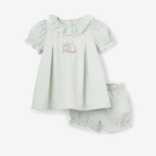 Girls | Bunny Embroidered Dress | Aqua