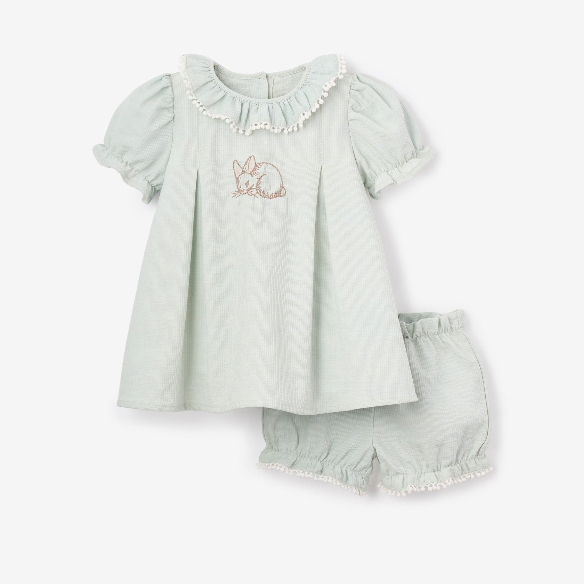 Girls | Bunny Embroidered Dress | Aqua