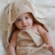Unisex | Taupe Bunny Hooded Baby Bath Wrap | Taupe