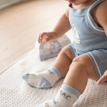 Unisex | World Explorer Non-Slip Baby Socks 6 Pk | Blue