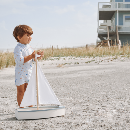 Boys | Pale Blue Ocean Adventure Baby Rash Guard | Blue