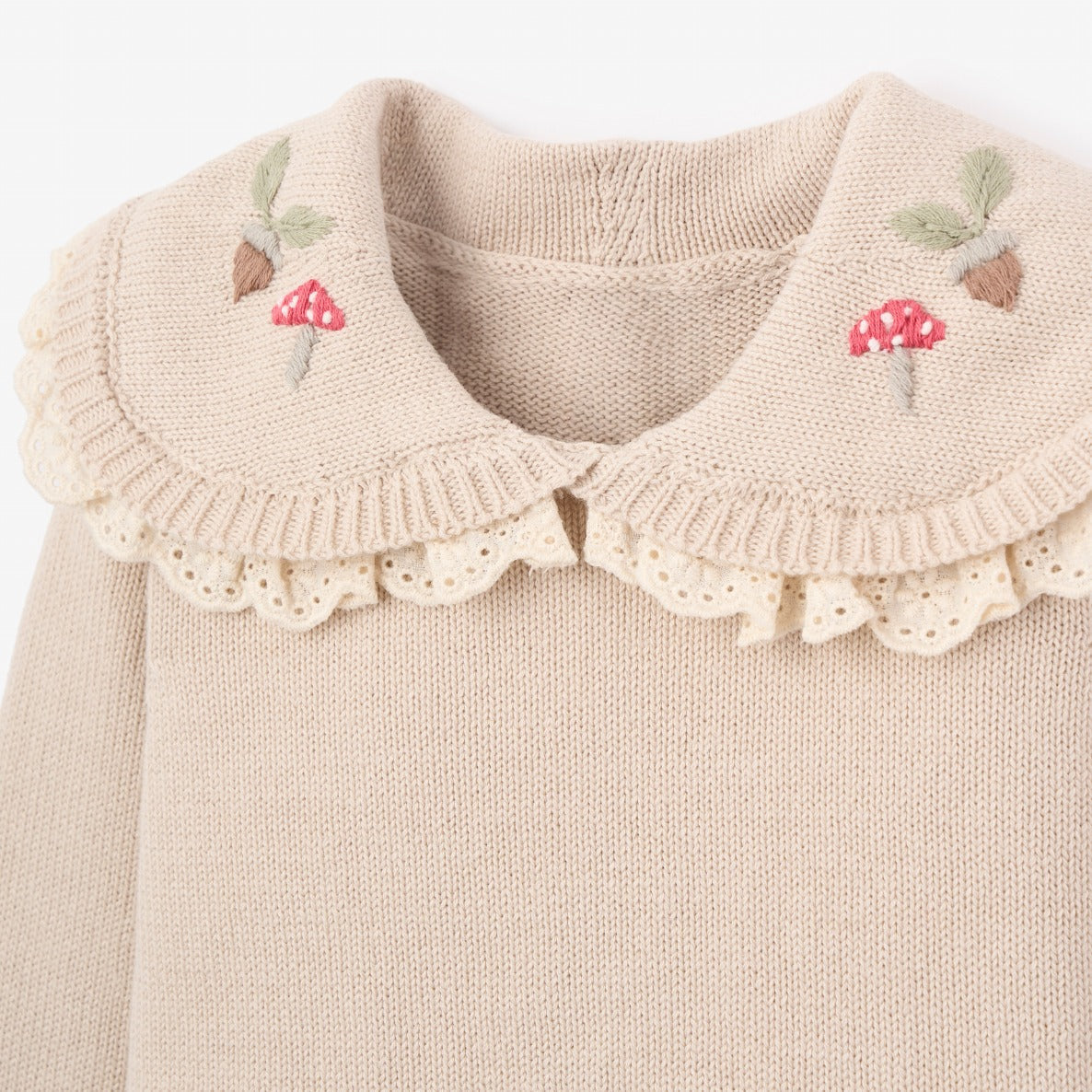 Girls | Embroidered Collar Sweater + Skirt Set | Sage