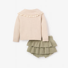 Girls | Embroidered Collar Sweater + Skirt Set | Sage