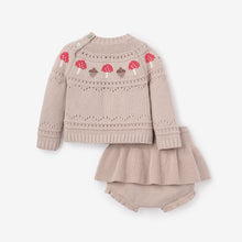 Girls | Mushroom Fairisle Knit Sweater + Skirt Set | Taupe