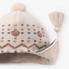 Unisex | Acorn Fairisle Aviator Knit Baby Hat | Dark Gray