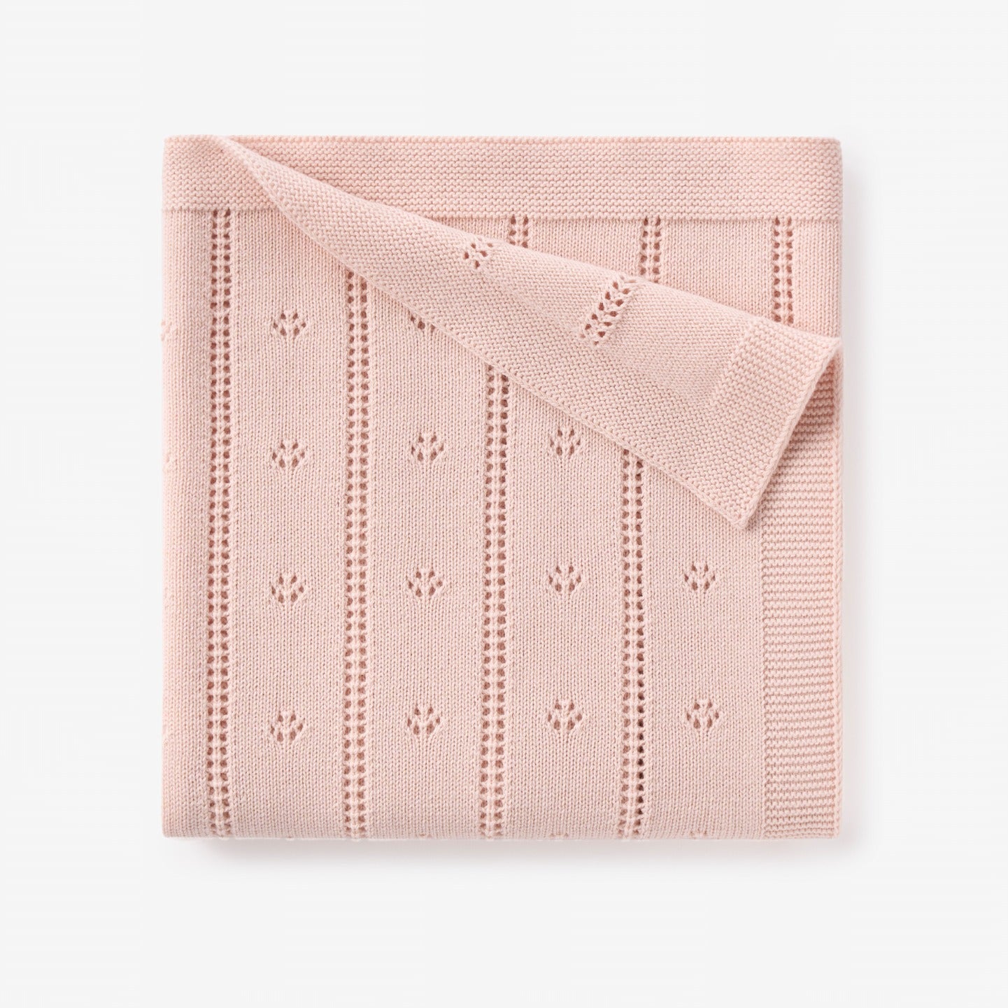 Girls | Pale Pink Pointelle Knit Baby Blanket | Pink