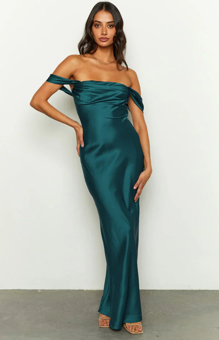 Ella Off Shoulder Formal Maxi Dress | Teal