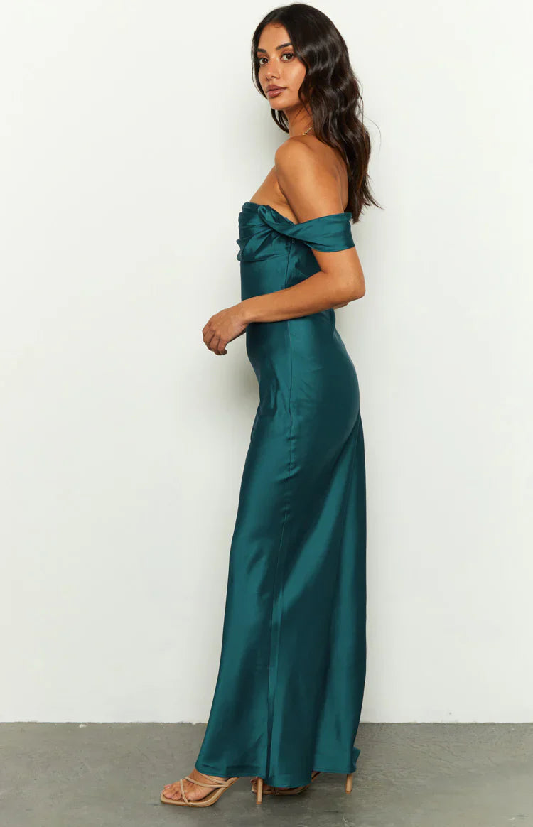 Ella Off Shoulder Formal Maxi Dress | Teal