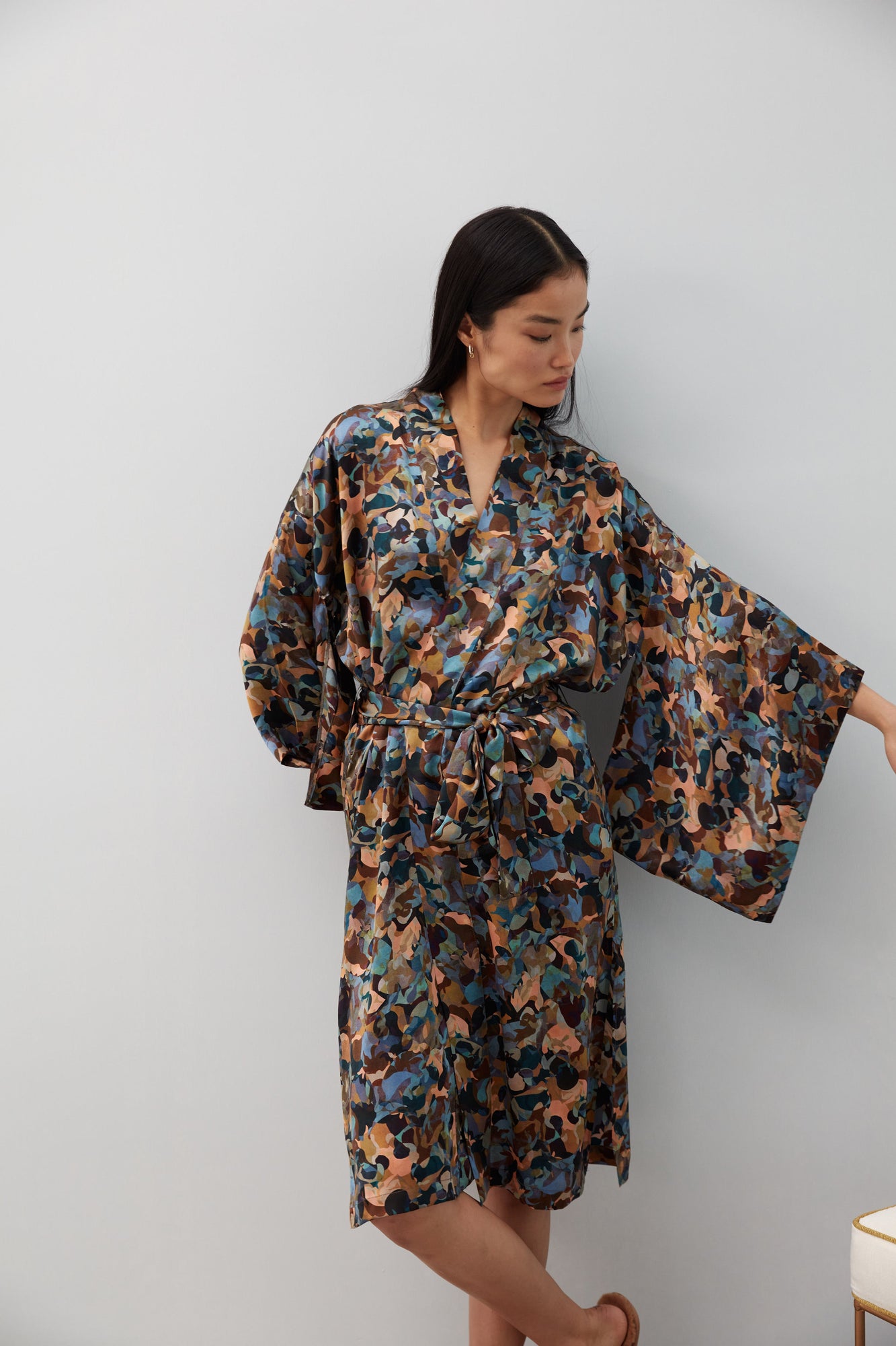 Ebru Silk Robe/Kimono | Multi