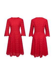 Embroidered Dress | Red