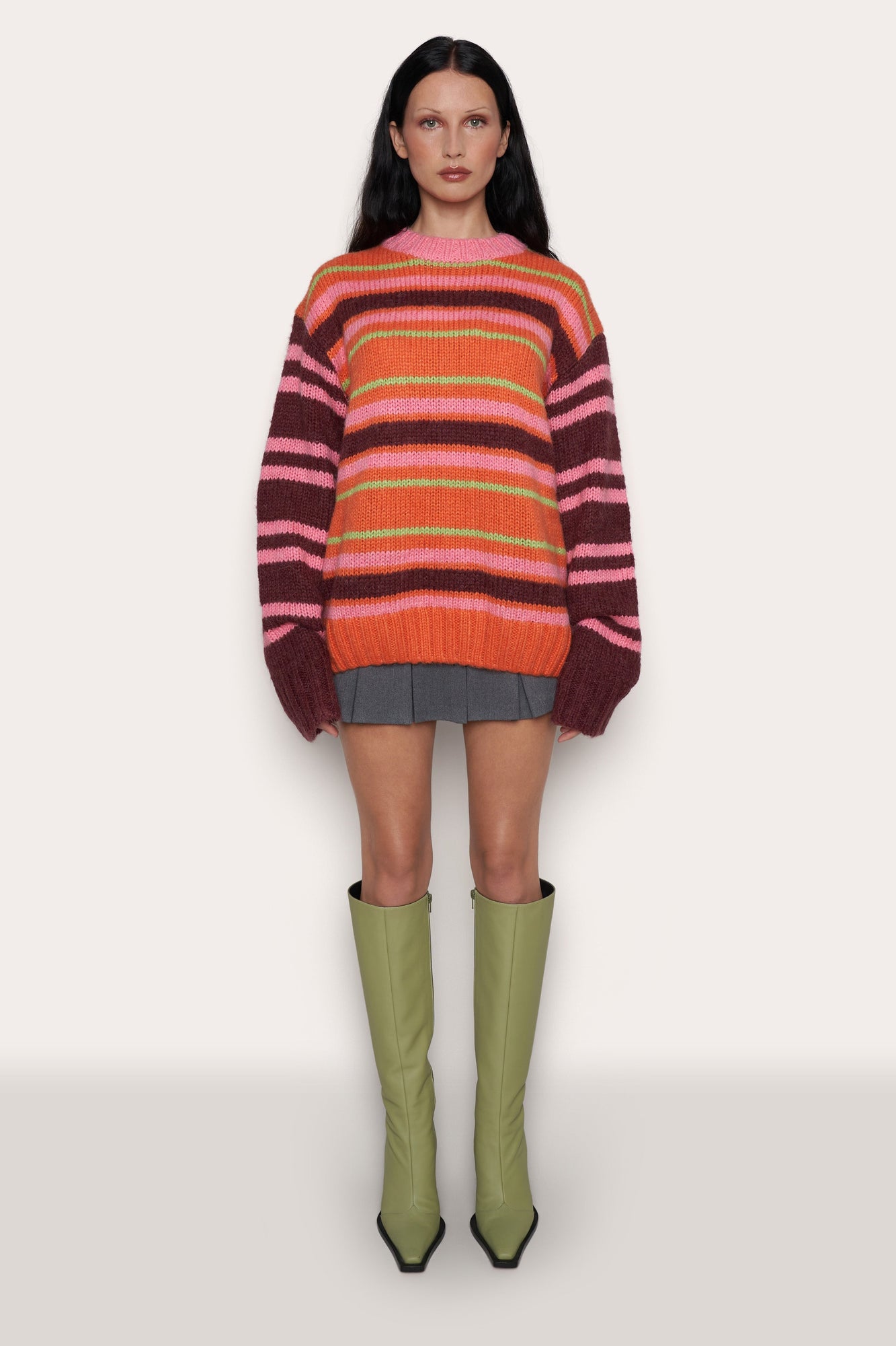 Womens | Oversized Crewneck | Orange Multi