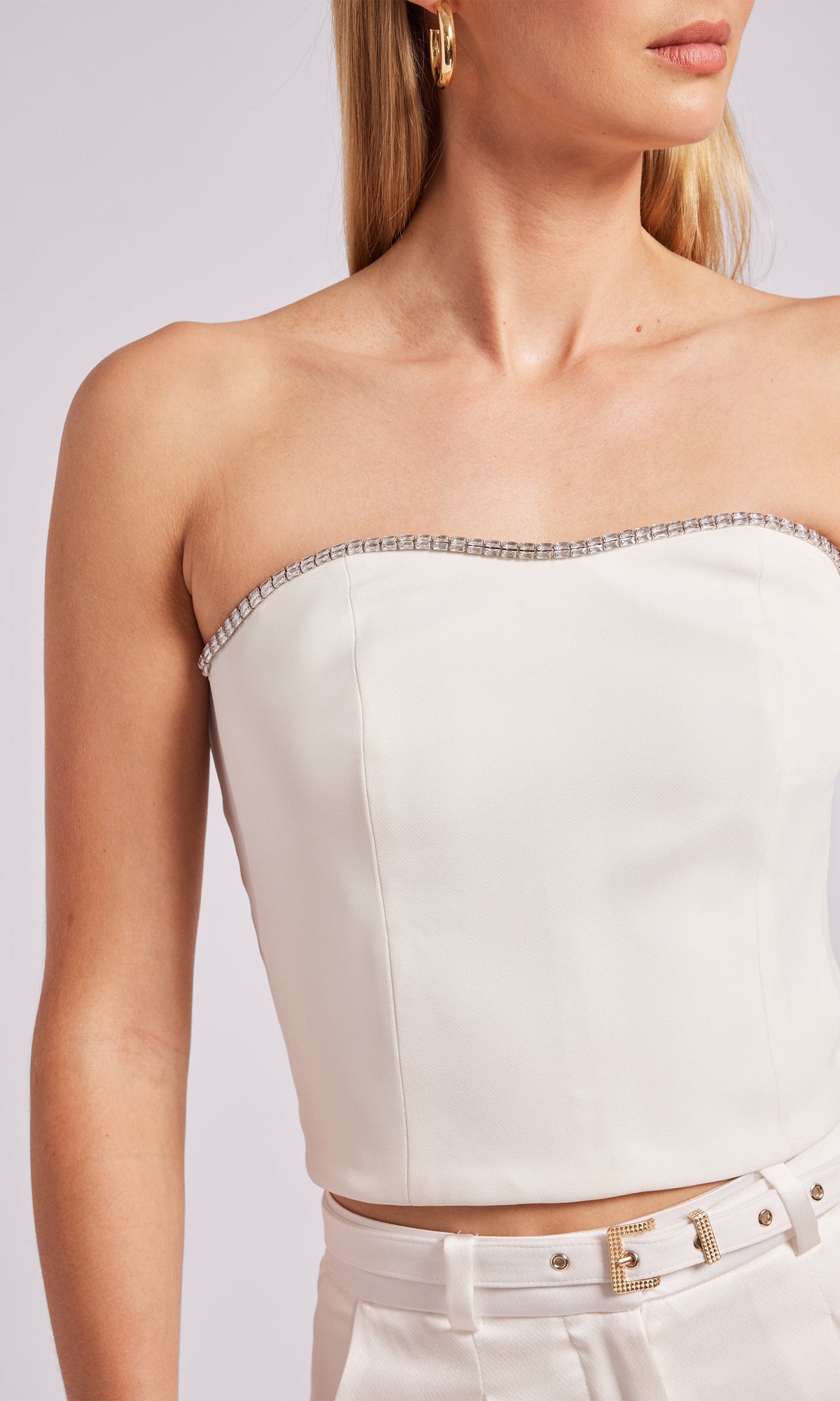 Ettie Crystal Crepe Bustier | White