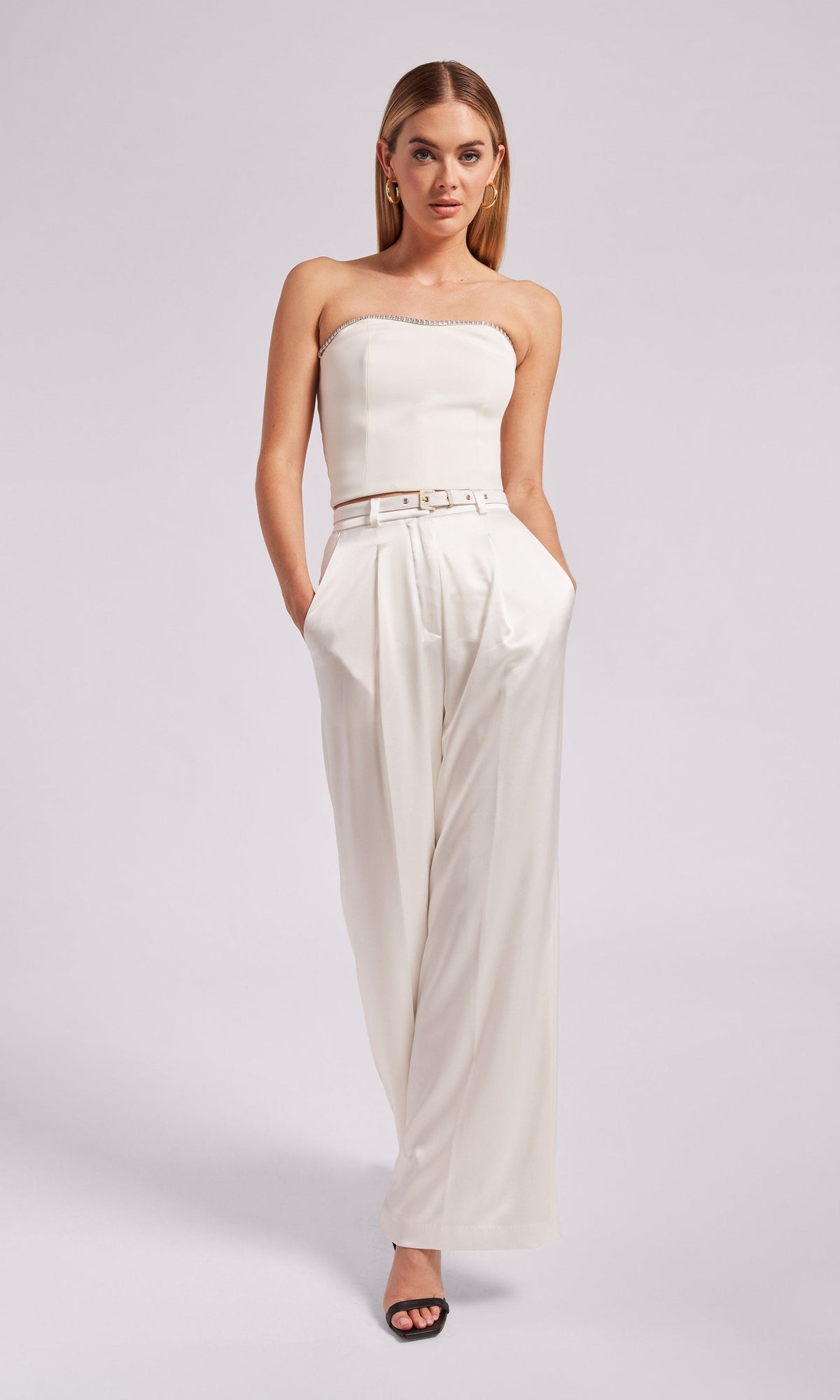 Ettie Crystal Crepe Bustier | White