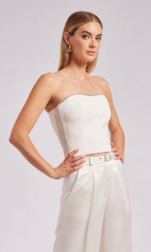 Ettie Crystal Crepe Bustier | White