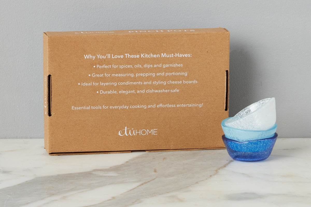 Glass Pinch Pots | Blue Tones | Set of 6