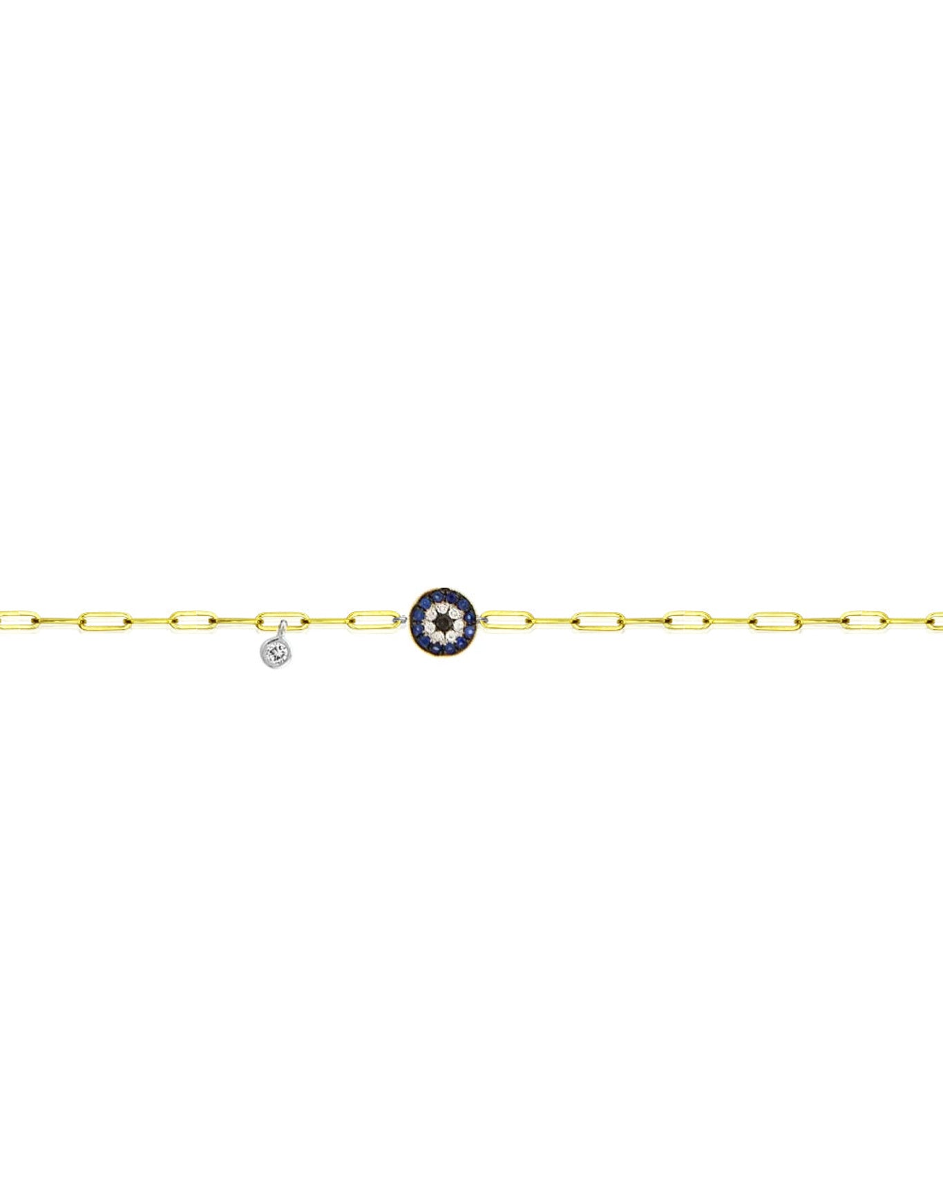 Evil Eye Paperclip Bracelet | 14K Two Tone Gold