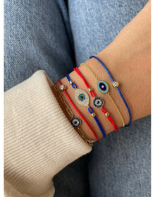 Evil Eye Paperclip Bracelet | 14K Two Tone Gold