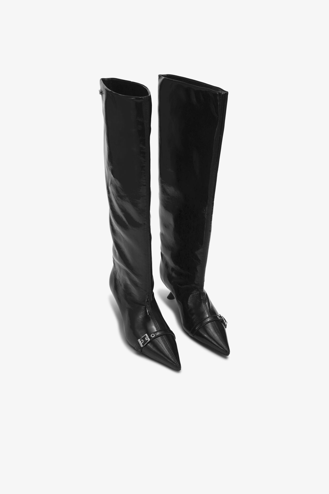 Eyelets Slouchy High Shaft Boots | Black