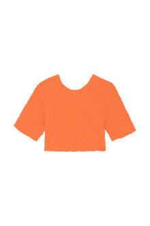 Cotton Poplin O-neck Cropped Smock Top | Vibrant Orange