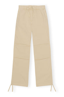 Washed Cotton Canvas Draw String Pants | Pale Khaki