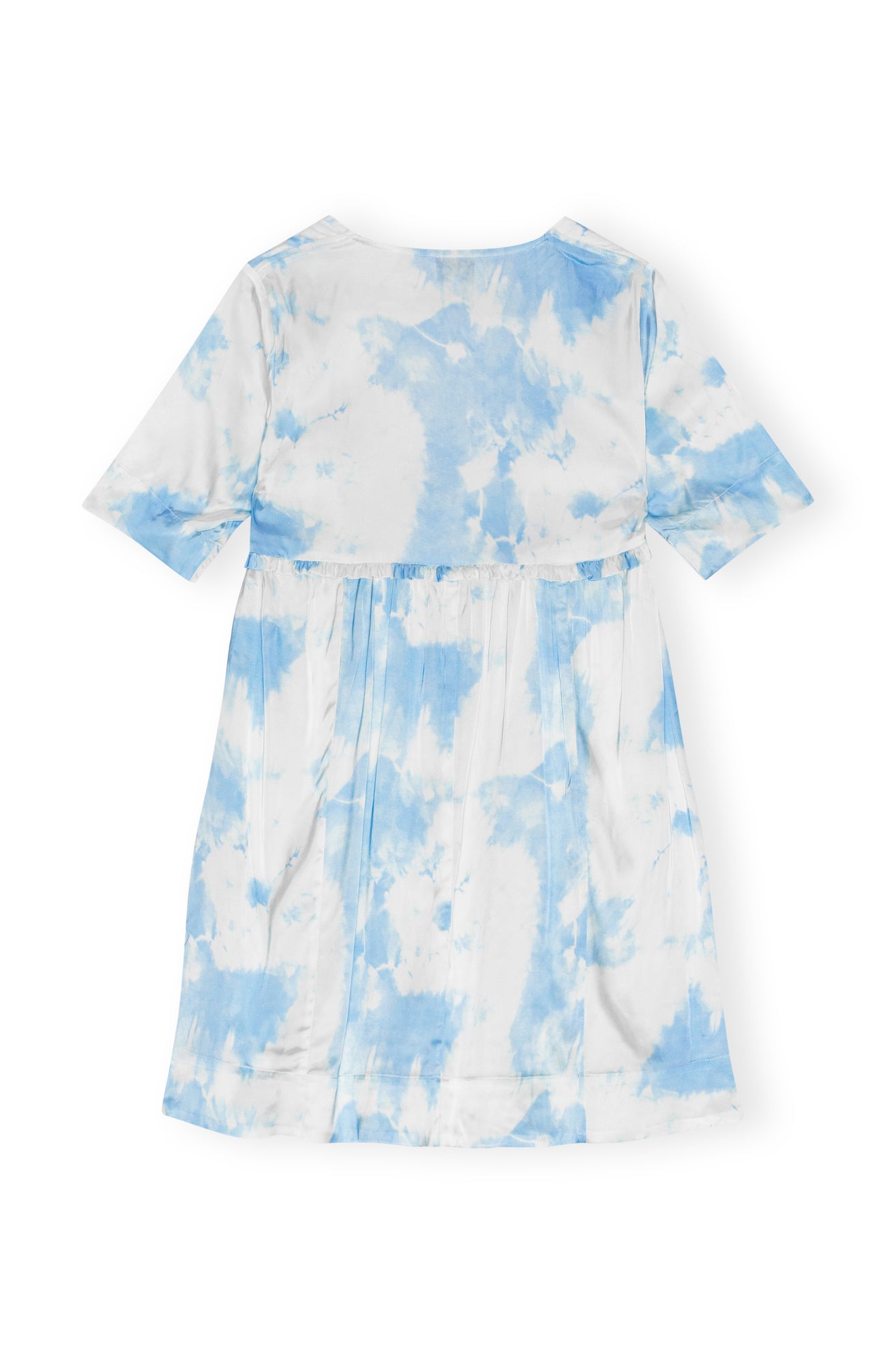 Printed Satin Short Sleeve Mini Dress | Powder Blue