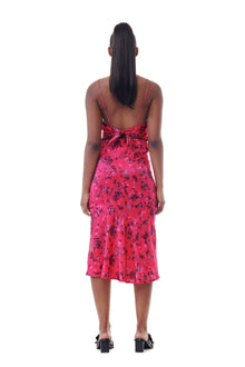 Printed Satin Midi Dress | Raspberry Wine