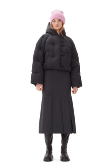 Nylon Tech Puffer Short Jacket | Black