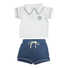 Unisex | and Pima Cotton Polo Top and Shorts Set | Navy x White