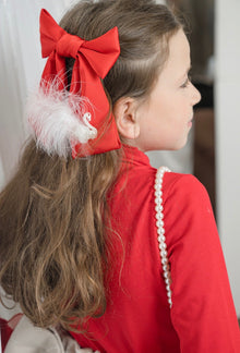 Girl | Anise Satin Embroidered Hair Bows | Red