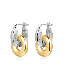 Two-Tone Interlock Hoops | Silver