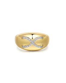 Mariner Cross Ring | Cubic Zirconia | Gold