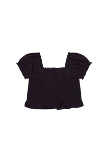 Girls Fabielle Cotton Ruffle Top | Black