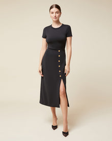 Crew Neck Midi Dress | Black