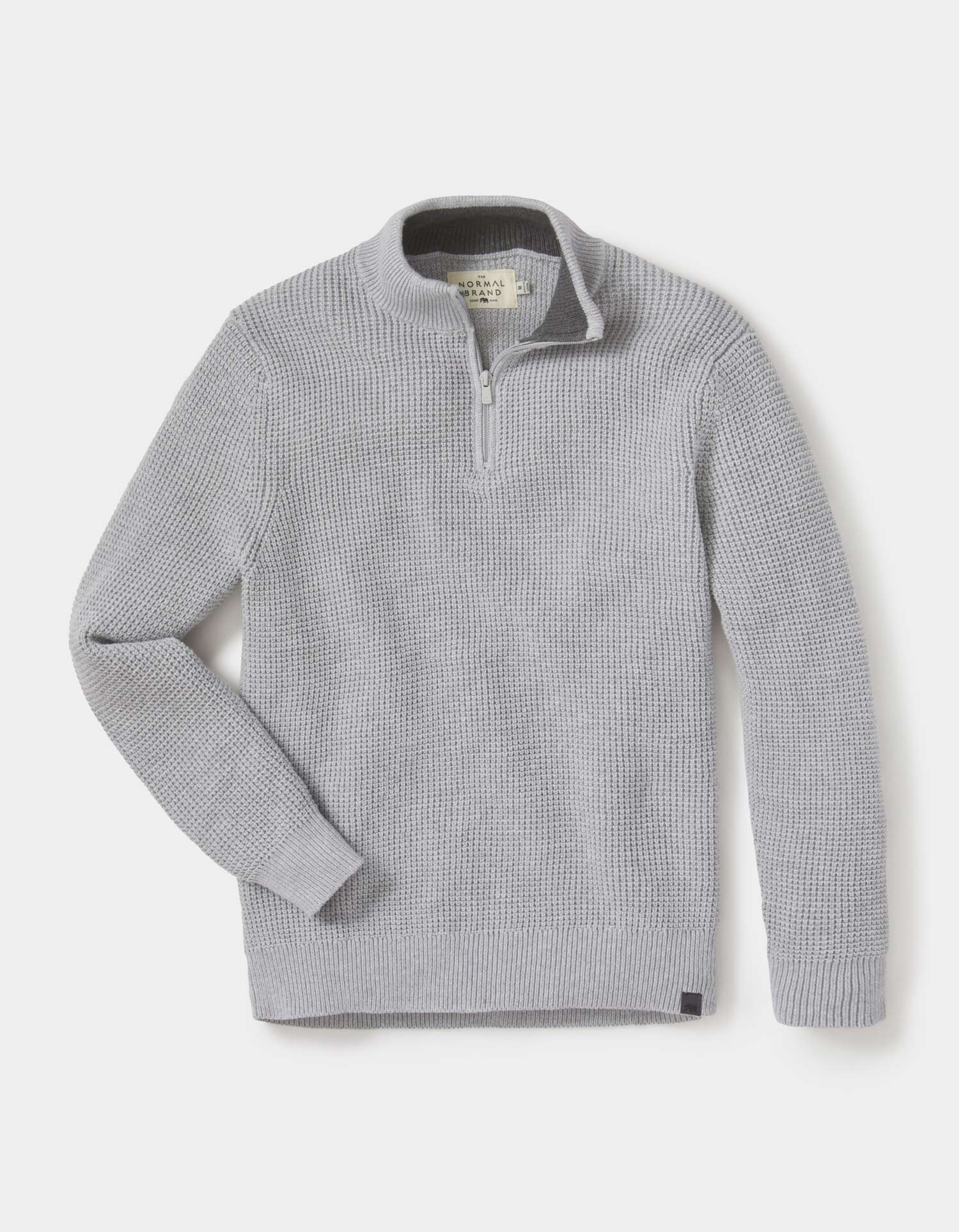 Men | Waffle Knit Quarter Zip Pullover | Grey