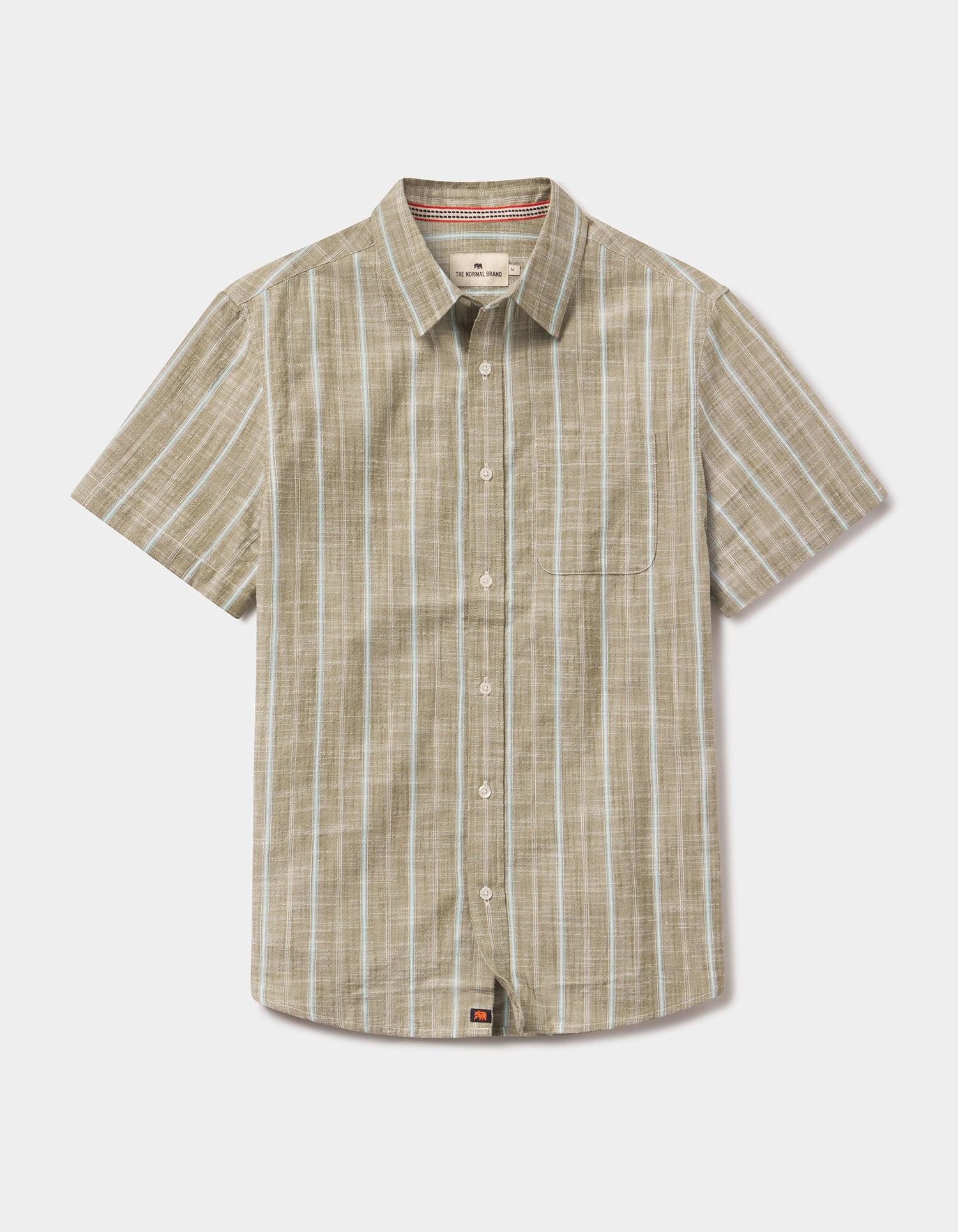Men | Freshwater Short Sleeve Button Up Shirt | Deep Sage Stripe